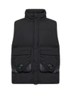 C.p. Company Black Vest With Mock Drawstring Neck And Logo Plaque On The Front In Black