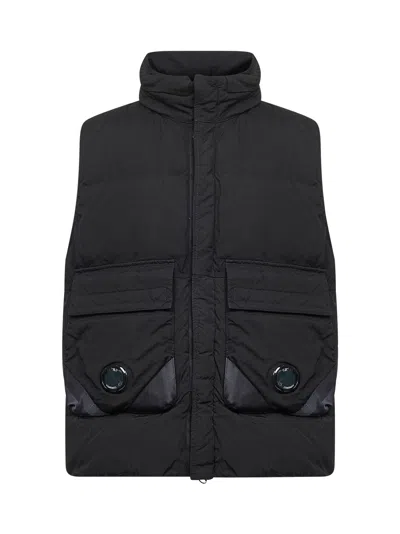 C.P. COMPANY BLACK ECO-CHROME R MIXED HOODED PADDED VEST