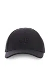 C.p. Company Black Plain Paper Touch Logo Cap In Black