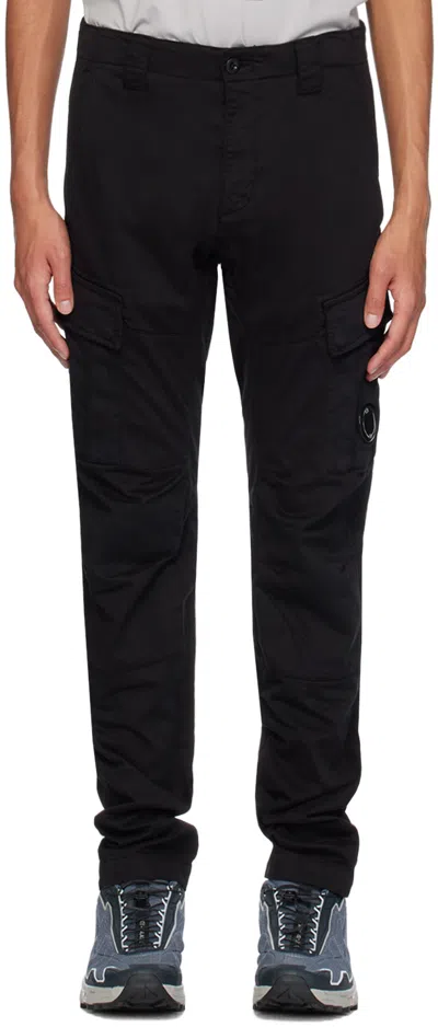 C.p. Company Black Ergonomic Lens Cargo Pants In 999 Black
