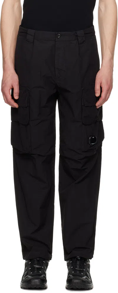 C.p. Company Black Flatt Nylon Cargo Pants In 999 Black