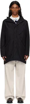 C.p. Company Black Flatt Nylon Goggle Fishtail Parka Coat In 999 Black