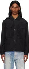 C.p. Company Black Flatt Nylon Goggle Overshirt Jacket In 999 Black