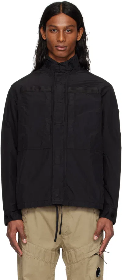 C.p. Company Black Flatt Nylon Lens Overshirt In 999 Black
