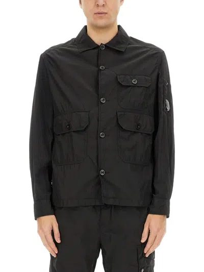 C.P. COMPANY C.P. COMPANY BLACK GABARDINE JACKET WITH BUTTON-UP FRONT