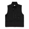 C.p. Company Black High Collar Vest With Functional Zippered Pockets