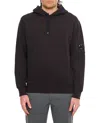 C.p. Company Diagonal Raised Fleece Hooded Sweatshirt With Iconic Lens Detail In Brown