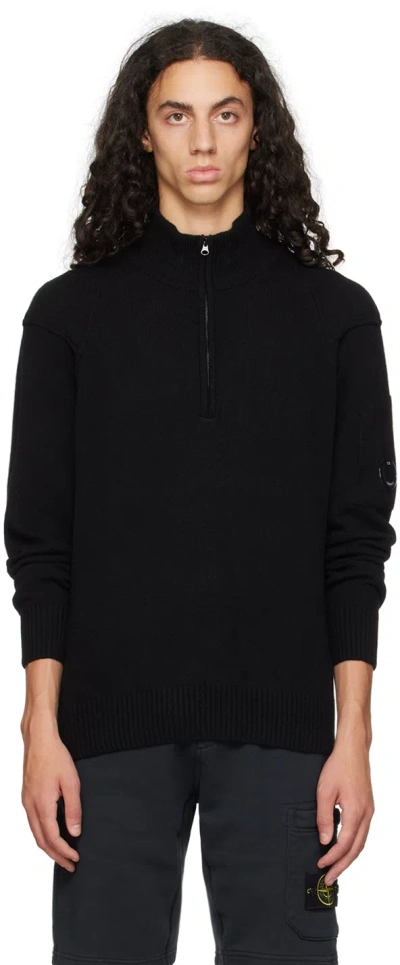 C.p. Company Black Lens Sweater In 888 Total Eclipse