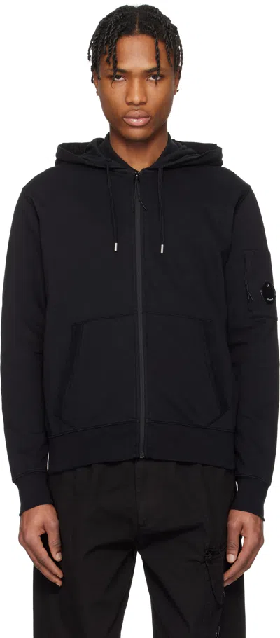C.p. Company Black Light Fleece Full Zip Hoodie