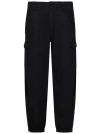 C.P. COMPANY BLACK LINEN AND COTTON CARGO TROUSERS