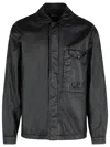 C.p. Company Linen Shirt With Chest Pocket And Collar In Black