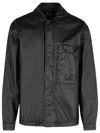 C.p. Company Linen Shirt With Chest Pocket And Collar In Black