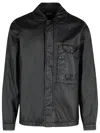 C.p. Company Linen Shirt With Chest Pocket And Collar In Black