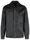 C.p. Company Linen Shirt With Chest Pocket And Collar In Black