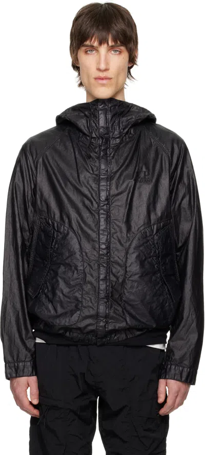 C.P. COMPANY BLACK LINO WAX GOGGLE JACKET