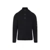 C.p. Company C.p.company Ribbed Sweater With Lens Pocket In Black