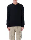 C.p. Company Premium Wool Blend Crew Neck Sweater In Blue