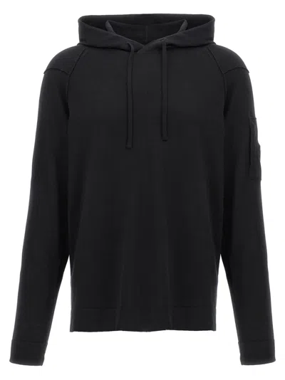 C.P. COMPANY BLACK LONG SLEEVES LOGO HOODIE