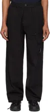 C.p. Company Black Microreps Boxy Lens Cargo Pants In 999 Black