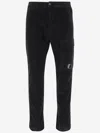 C.p. Company Stretch Cotton Velveteen Pants With Belt Loops In Black
