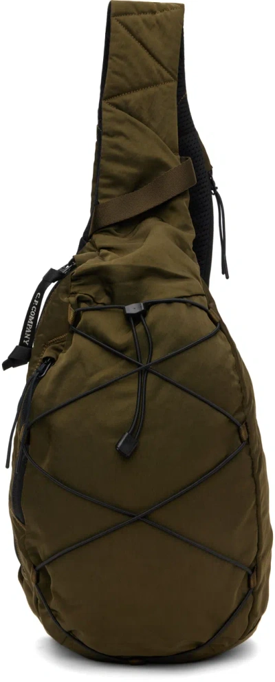 C.p. Company Black Nylon B Crossbody Rucksack Bag In Ivy Green