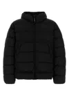 C.p. Company Men Black Down Jacket With Fixed Hood With Googles Detail In Tech Fabric Man In Black