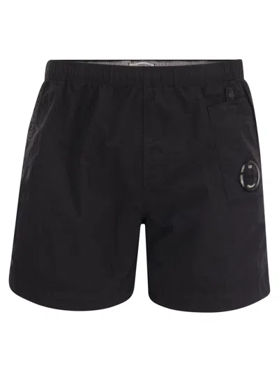 C.P. COMPANY BLACK NYLON SWIMMING SHORTS