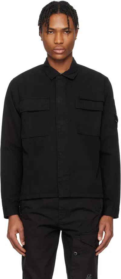 C.P. COMPANY BLACK ORGANIC GABARDINE UTILITY LENS SHIRT
