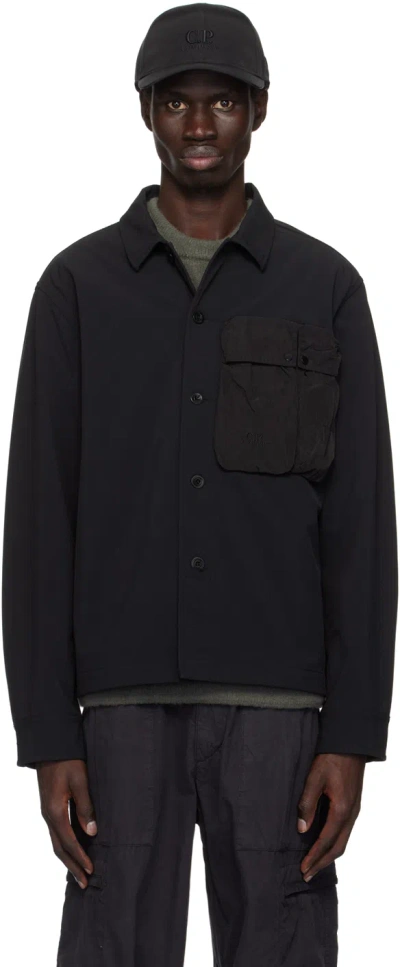 C.p. Company Black Overshirt Gd Shell Overshirt In 999 Black