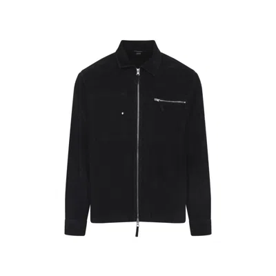 C.P. COMPANY BLACK POINTED COLLAR ZIP SHIRT