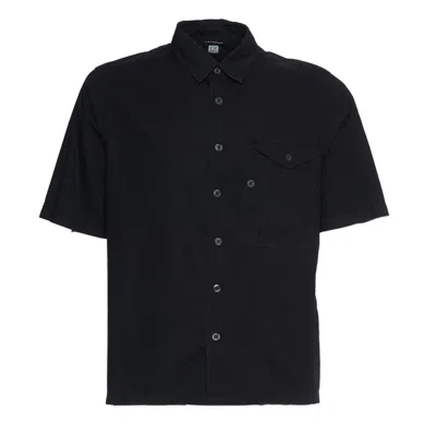 C.p. Company Black Popeline Shirt With Classic Collar