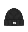 C.p. Company Black Ribbed Beanie In Black