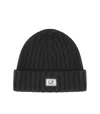 C.p. Company Black Ribbed Beanie In Black