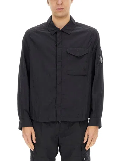 C.P. COMPANY BLACK SHIRT JACKET WITH RELAXED FIT