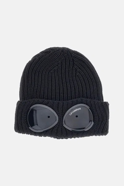 C.P. COMPANY BLACK SIGNATURE BEANIE HAT