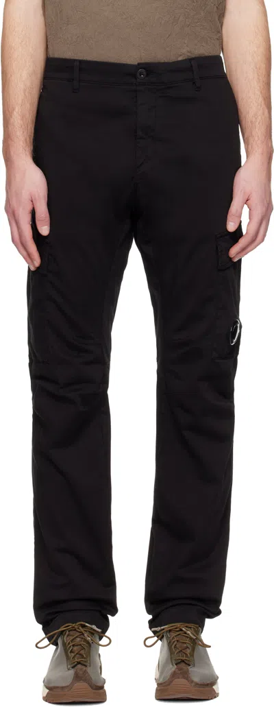 C.p. Company Black Stretch Sateen Ergonomic Lens Cargo Pants