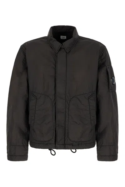 C.P. COMPANY BLACK SYNTHETIC LEATHER JACKET