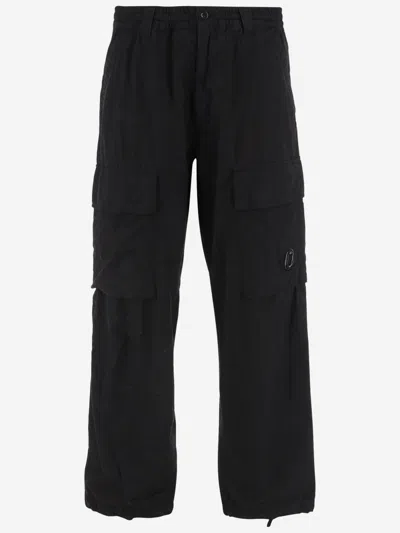 C.P. COMPANY BLACK WIDE LEG CARGO PANTS