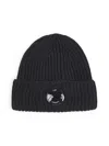 C.p. Company Black Wool Beanie With Lens Detail In Black