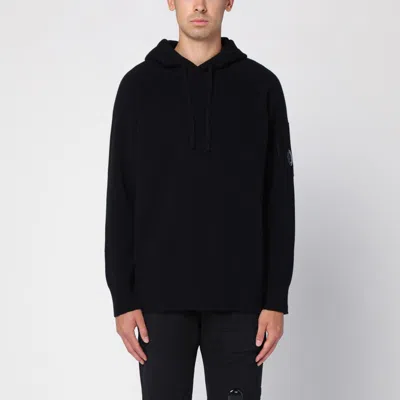 C.p. Company Black Wool-blend Hoodie