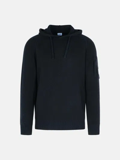 C.p. Company Black Wool Blend Sweater In Blue
