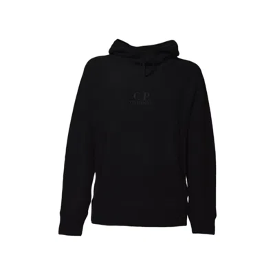 C.p. Company Black Wool Fleece Polar Hoodie Pullover