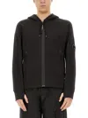 C.p. Company C.p.company Diagonal Raised Fleece Full Zip Hooded Sweatshirt In Black