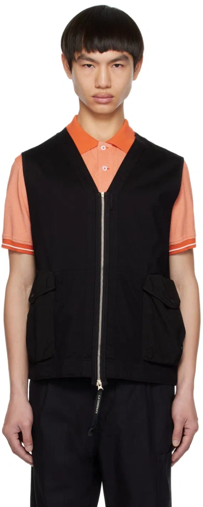C.p. Company V-neck Cotton Bomber Jacket In Black  