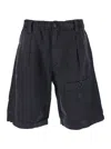 C.p. Company Blue Bermuda Pants With Elastic Waist And Logo Patch On The Rear