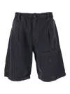 C.p. Company Blue Bermuda Pants With Elastic Waist And Logo Patch On The Rear In Multicolor