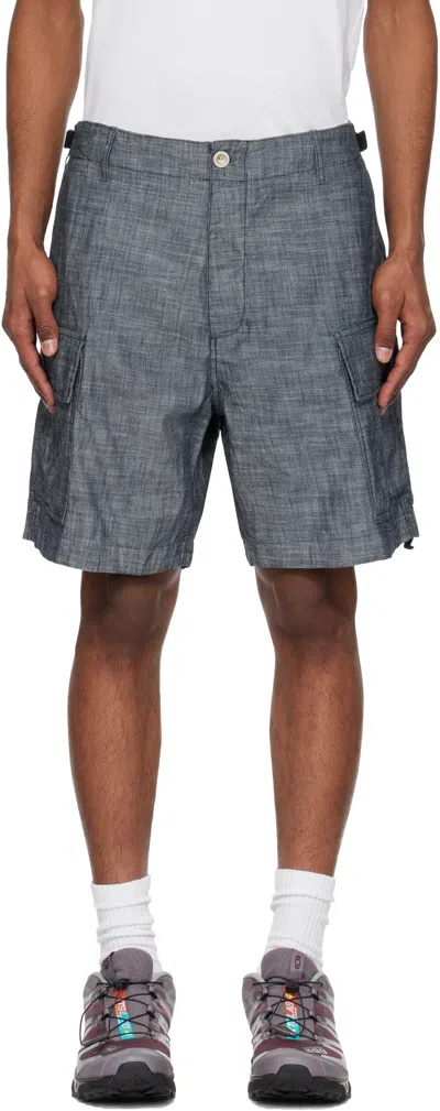 C.p. Company Blue Chambray Cargo Shorts In D17 Washed Dried