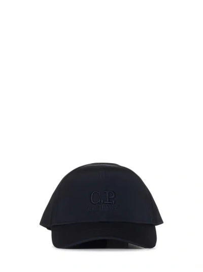 C.p. Company Blue Chrome-r Nylon Baseball Cap In Black