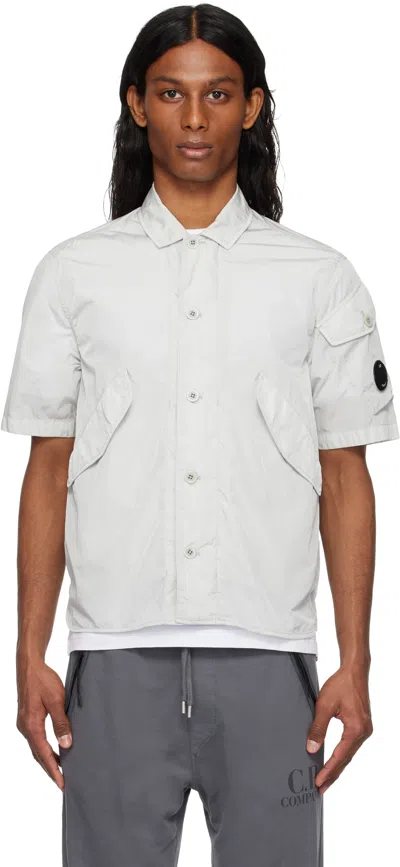 C.p. Company Blue Chrome-r Short Sleeve Shirt In 800 Blue Fox
