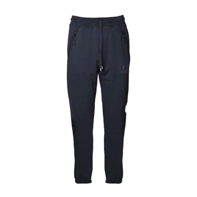 C.p. Company Blue Cotton Fleece Logo Pants